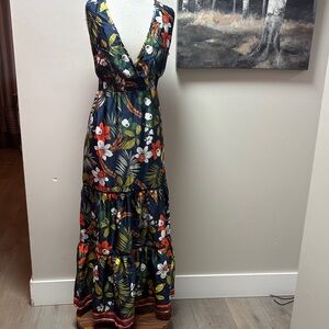 NWT White Closet Navy Floral Maxi Dress